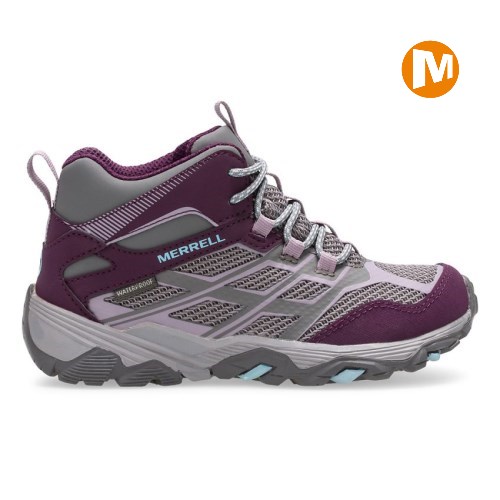 Merrell Moab FST Mid Waterproof Sneaker Kinder Grau/Lila [DE-YGWCA]
